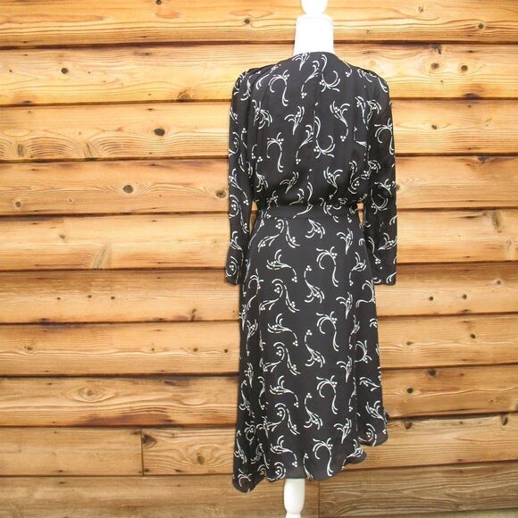 NWT Joie Black Silk Print Wrap Dress - Picture 6 of 9
